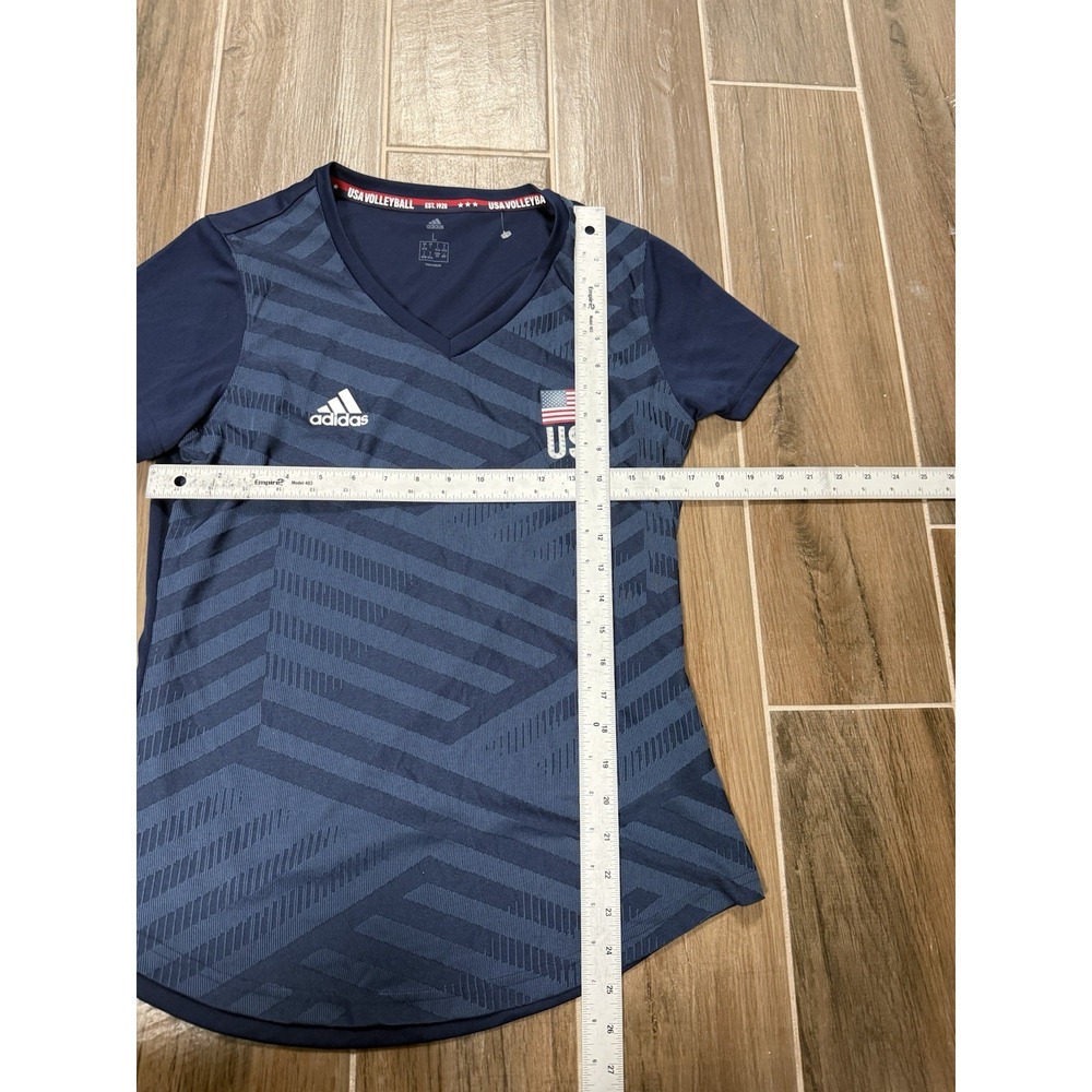 Adidas USA Volleyball Jersey Shirt Womens Large Blue Short Sleeve Tee - Picture 4 of 4